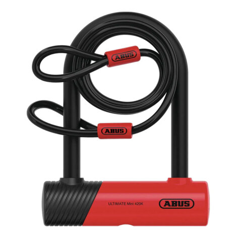 ABUS Ultimate Mini 420K 140mm D Lock with bracket and 120cm cable
